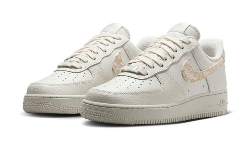 Nike Air Force 1 Low Light Bone Paisley Swoosh IH2051-072 front