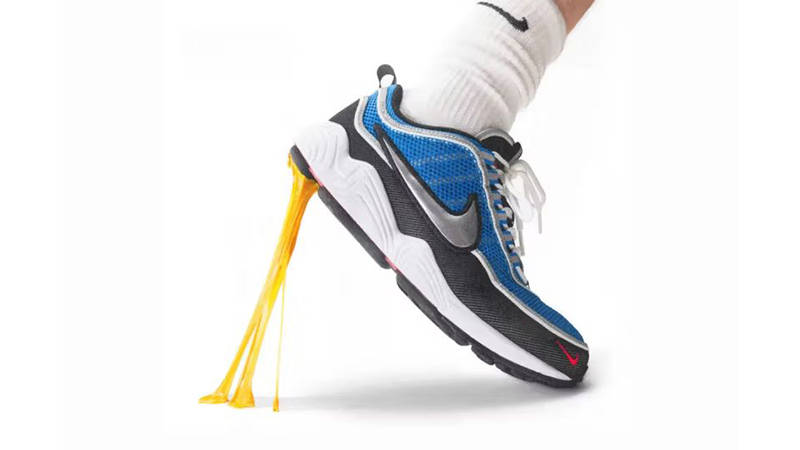 Nike Air Zoom Spiridon Black Signal Blue HF9117-400 on foot
