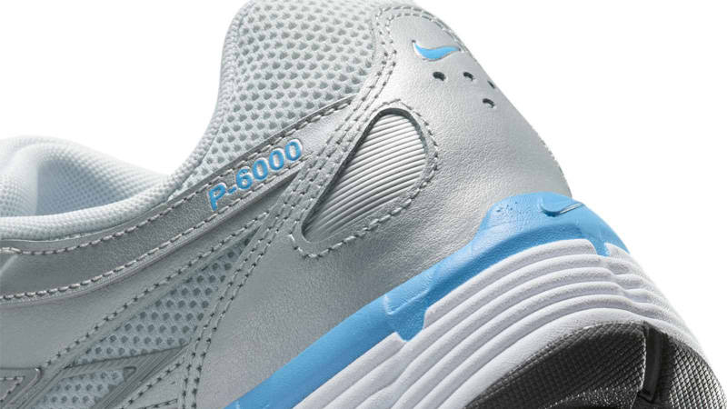 Nike P-6000 Metallic Silver University Blue Closeup