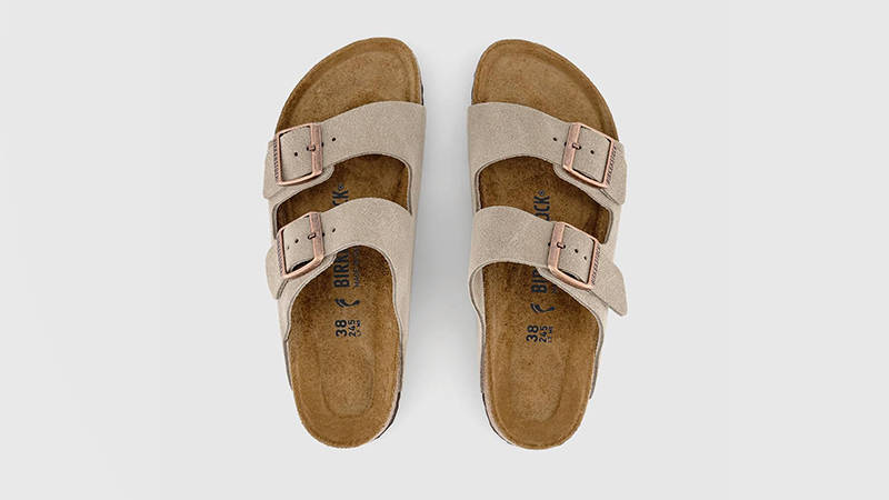 Birkenstock Arizona Two Strap Sandals Suede Taupe 51463 middle