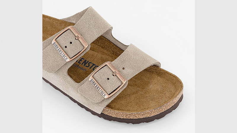 Birkenstock Arizona Two Strap Sandals Suede Taupe 51463 toe
