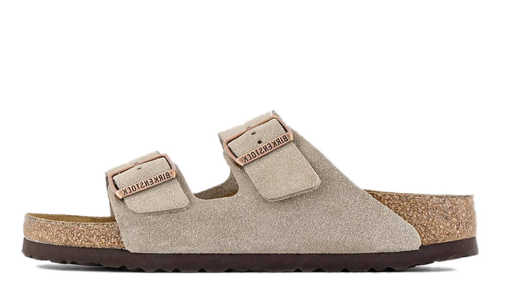 Birkenstock Arizona Two Strap Sandals Suede Taupe