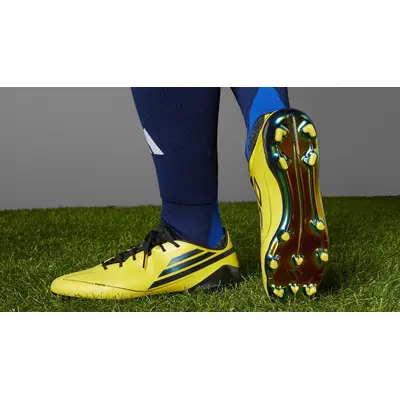 adidas F50 Elite 2010 FG Remake Pack Yellow Black On Foot Bottom