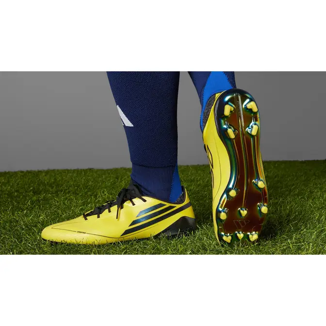adidas F50 Elite 2010 FG Remake Pack Yellow Black On Foot Bottom