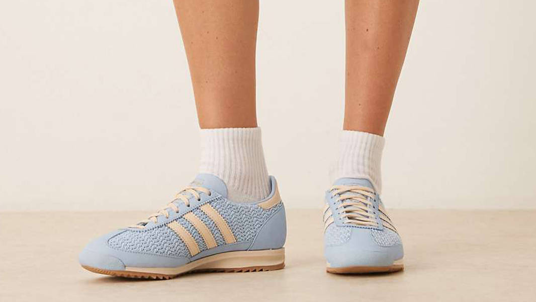 adidas SL 72 OG Woven Light Blue Cream on feet