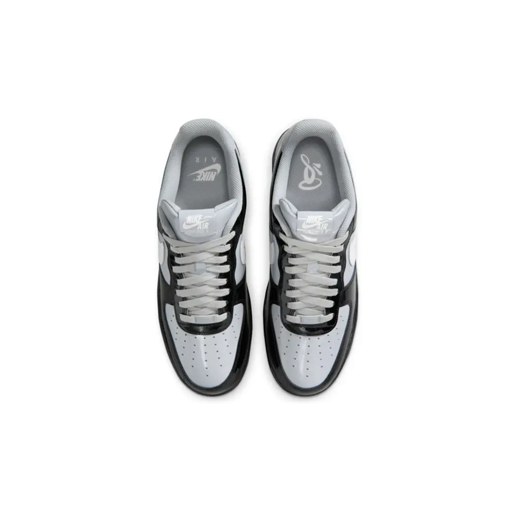 Central Cee x Nike Air Force 1 Low Black Smoke Grey top view showing laces and tongue