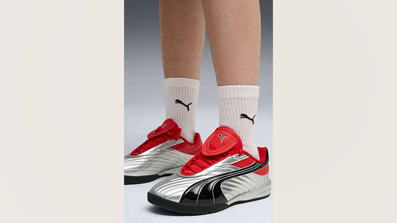 PUMA V-S2 Goalgetter Silver Red 403282-01 side