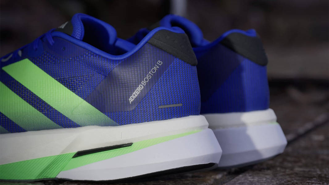 adidas Adizero Boston 13 Lucid Blue Lime Burst Closeup