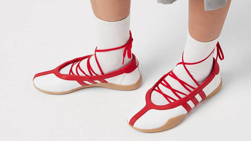 adidas Taekwondo Mei Ballet Silver Red JQ0960 on foot
