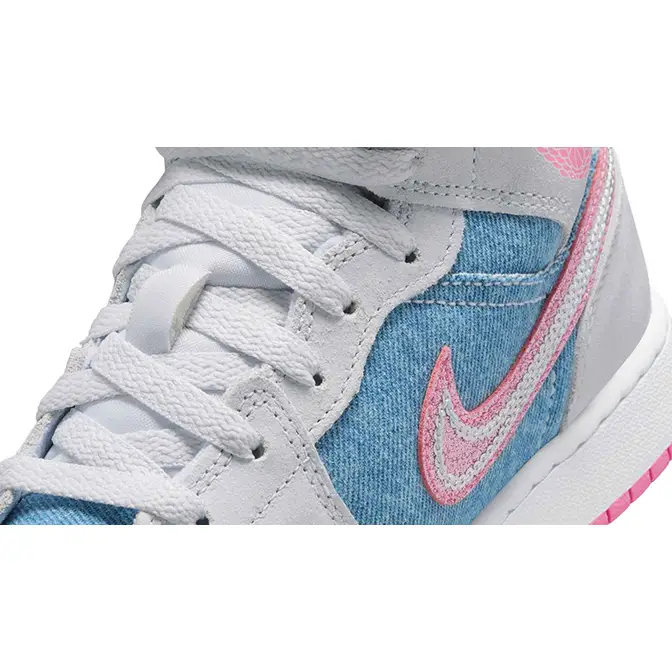 Air Jordan 1 Mid GS Denim Sequin HQ1999-400 Detail