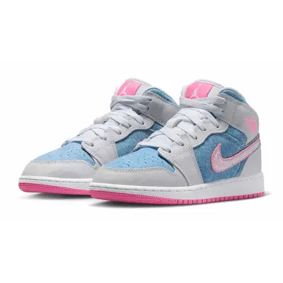 Air Jordan 1 Mid GS Denim Sequin HQ1999-400 Side