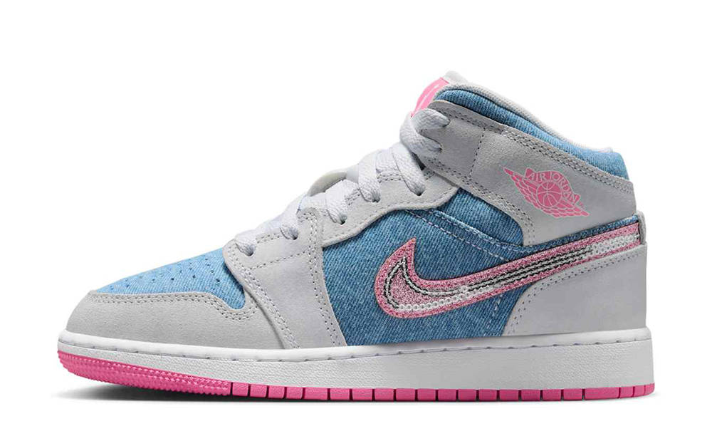 Air Jordan 1 Mid GS Denim Sequin HQ1999-400