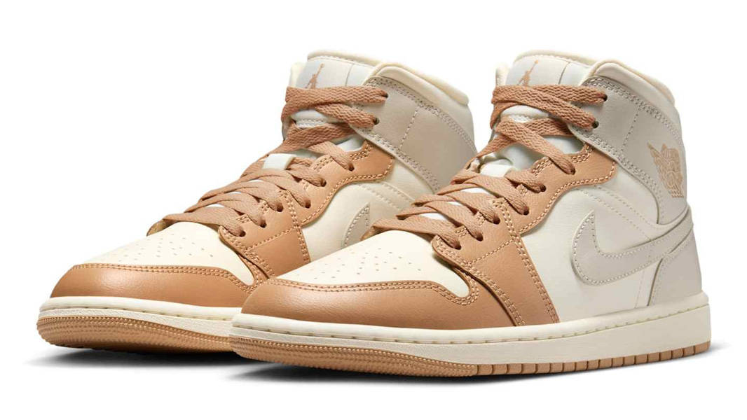 Air Jordan 1 Mid Tan Toe Front