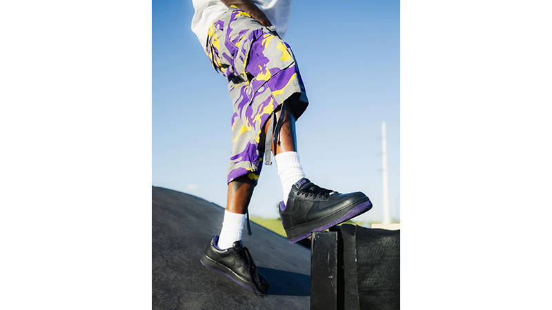 Lil Yachty x Nike Air Force 1 Black Purple full on foot