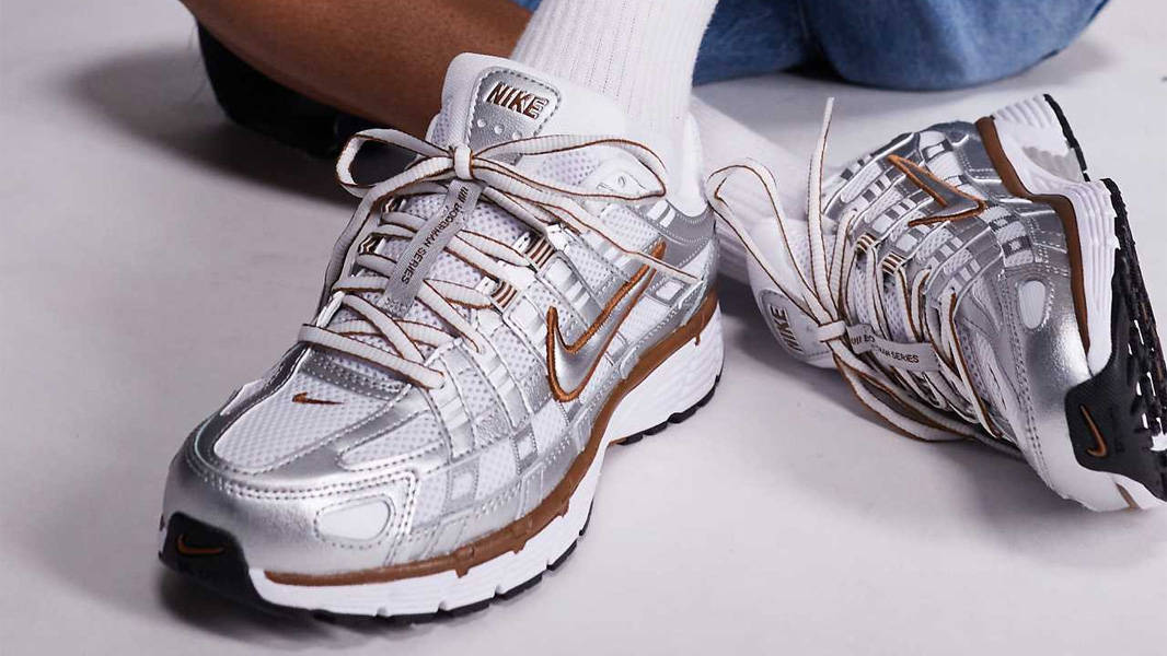 Nike P-6000 Silver Brown On Foot Front
