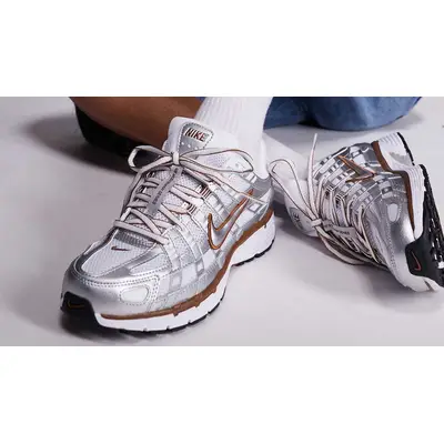 Nike P-6000 Silver Brown On Foot Front