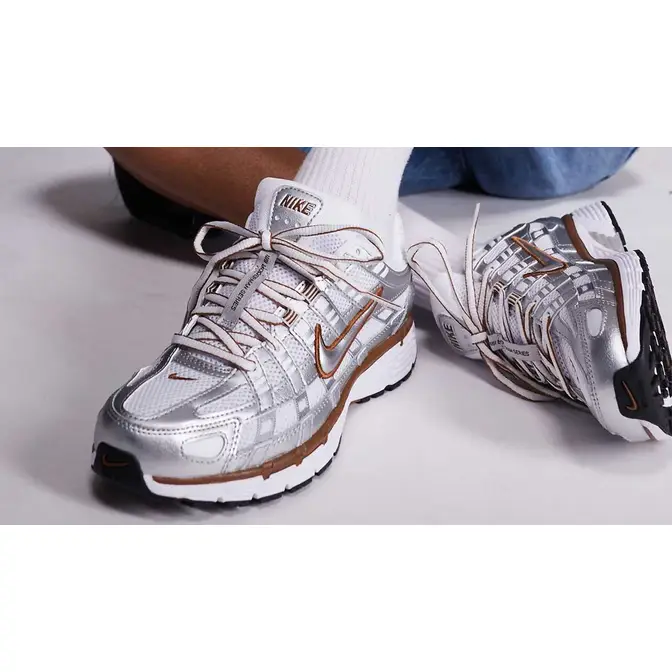 Nike P-6000 Silver Brown On Foot Front