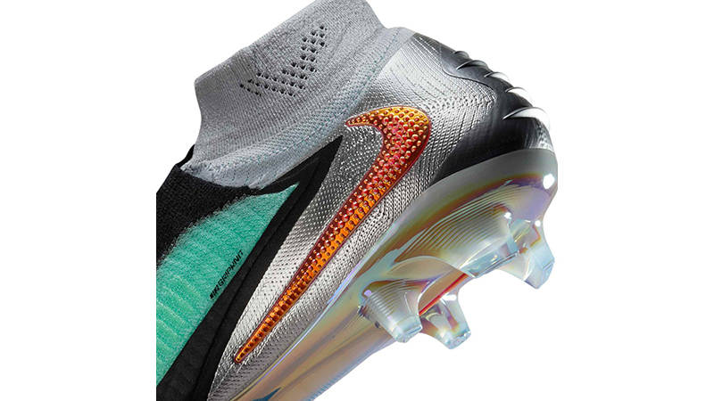 Nike Phantom 6 High Elite Firm-Ground Football Boot Chrome Black IH3735-001 heel