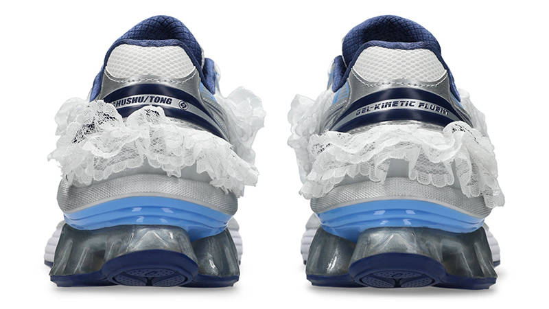 SHUSHUTONG x ASICS Gel-Kinetic Fluent Silver Blue heel