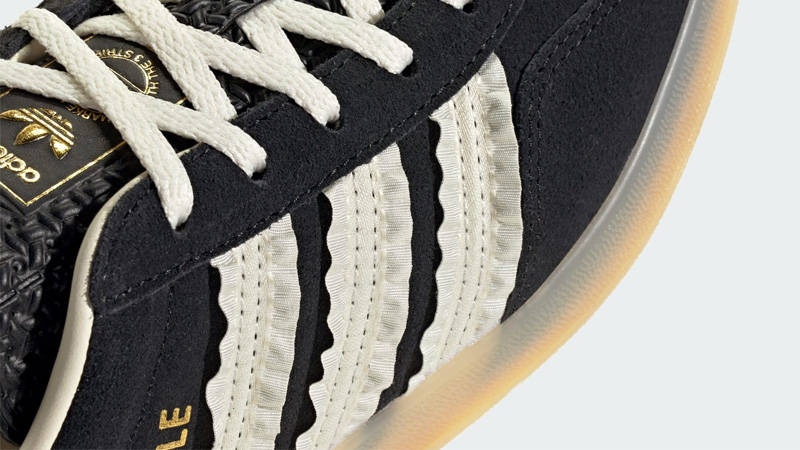 adidas Gazelle Indoor Ruffle Stripes Black Closeup