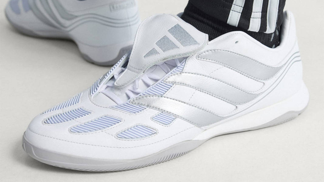 adidas Predator Precision White Silver On Foot Side