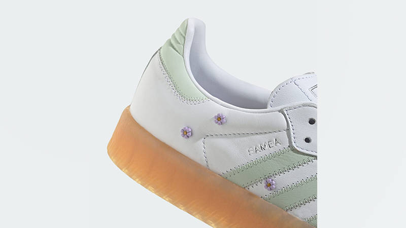 adidas Sambae Floral White Linen Green JS3954 heel