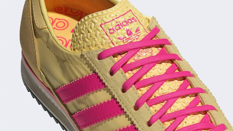 adidas SL 72 OG Almost Yellow Shock Pink Closeup