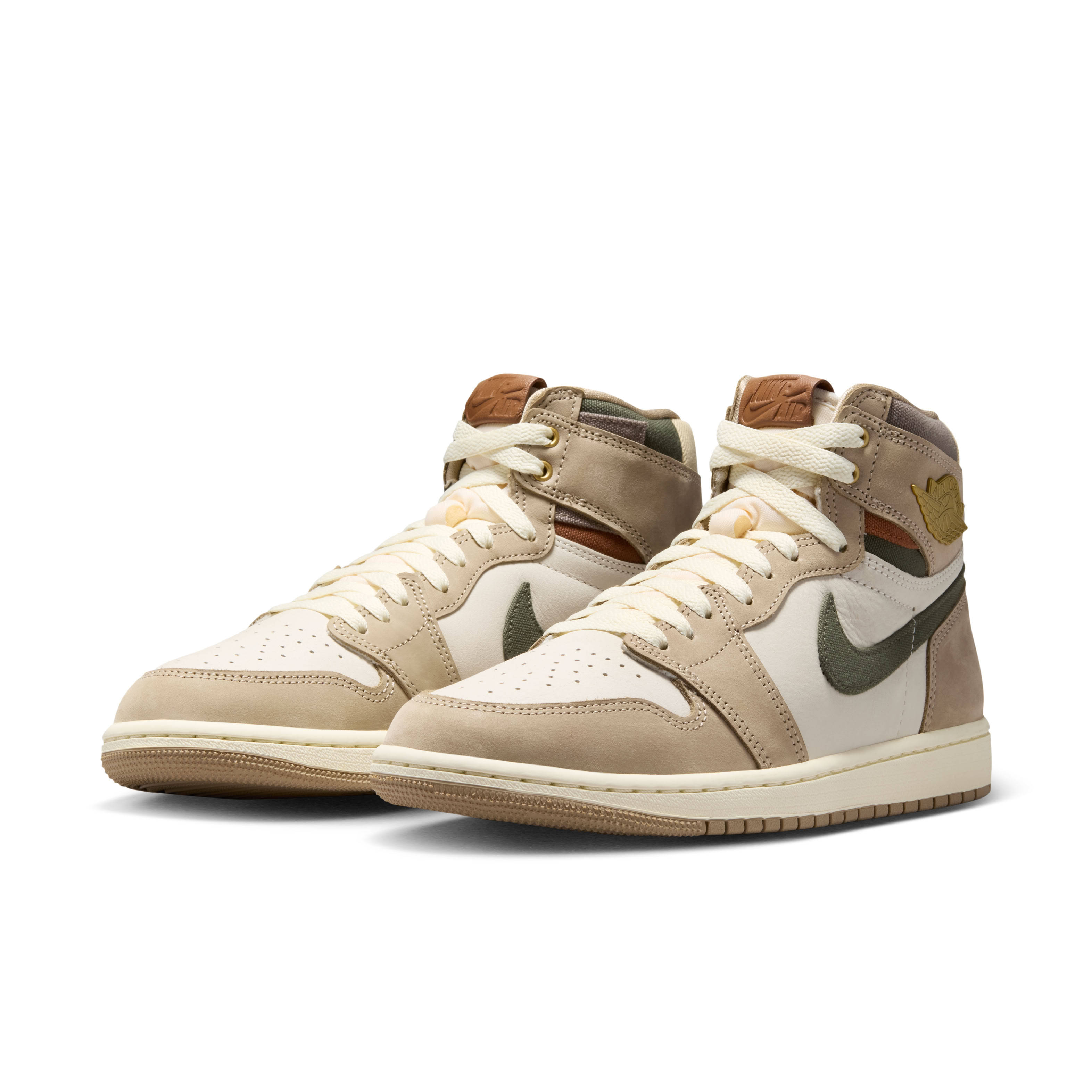 Air Jordan 1 High OG Khaki Sail Pair