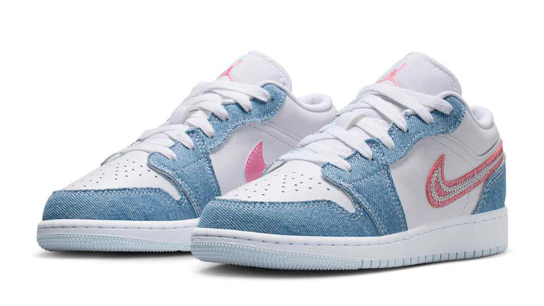 Air Jordan 1 Low SE GS Denim Sequin HQ2001-400 Side