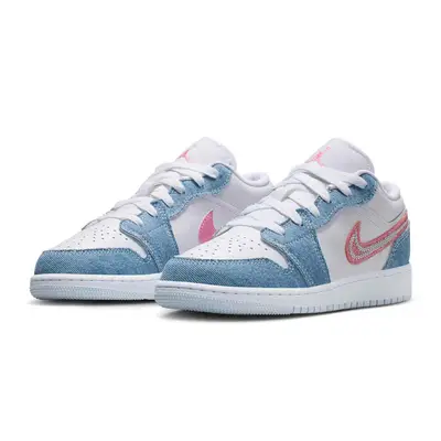 Air Jordan 1 Low SE GS Denim Sequin HQ2001-400 Side