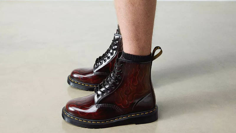 Dr Martens 1460 Inferno Lace-Up Boots Cherry Red 41764600 on foot