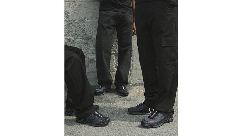 JJJJJound x Salomon XT-6 Black Red on foot