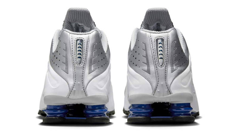 Nike Shox R4 Metallic Silver Deep Royal Blue Back