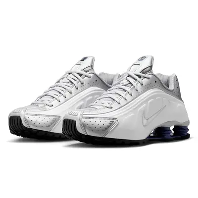 Nike Shox R4 Metallic Silver Deep Royal Blue Front