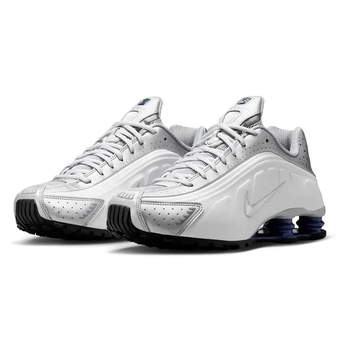 Nike Shox R4 Metallic Silver Deep Royal Blue Front