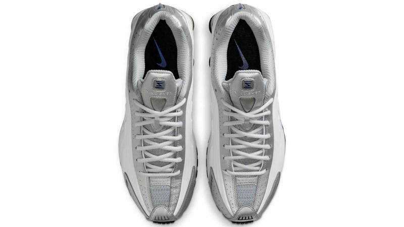 Nike Shox R4 Metallic Silver Deep Royal Blue Middle