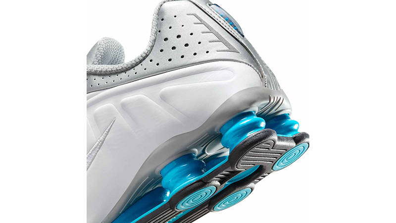 Nike Shox R4 Silver Blue Lagoon HQ1988-005 heel