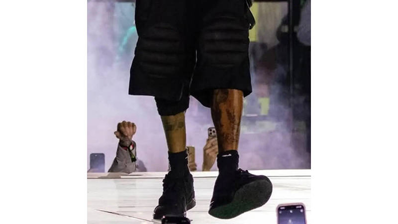 Travis Scott x Jordan Jumpman Jack Triple Black on foot side