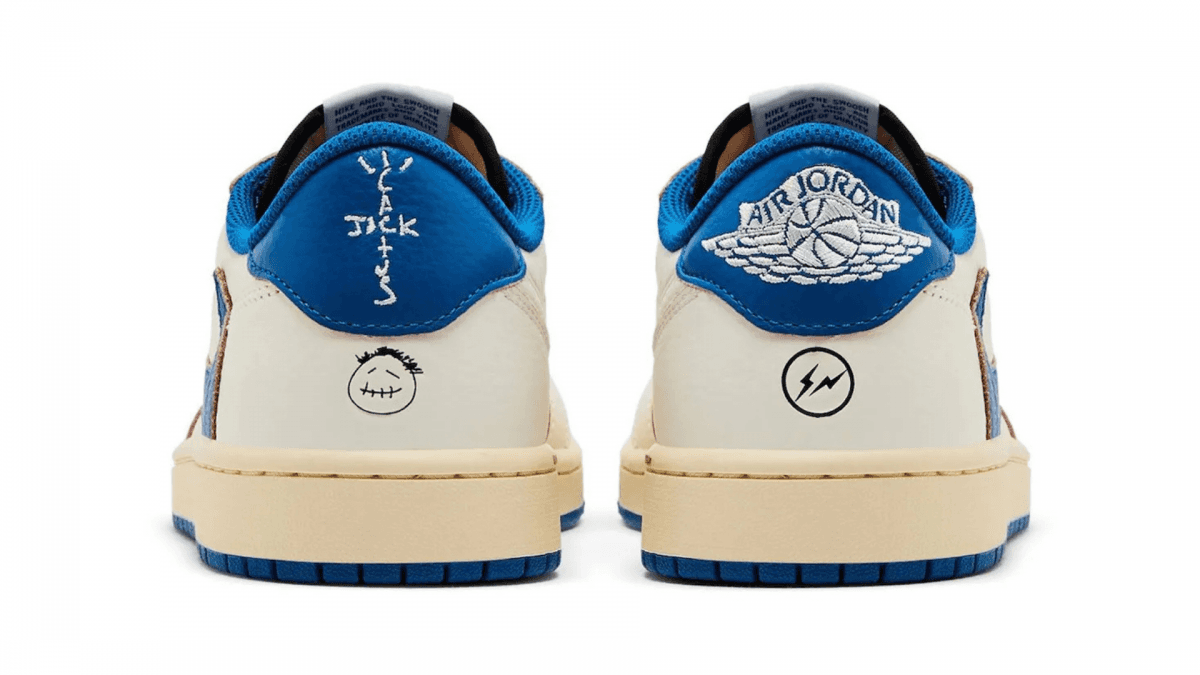 Travis Scott x fragment design x Air Jordan 1 Low OG White Blue