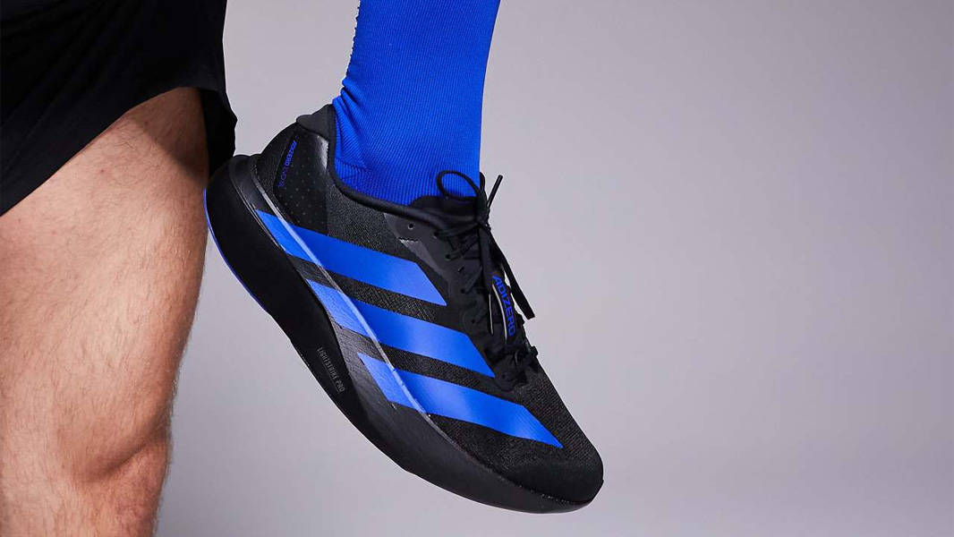 adidas Adizero EVO SL Black Blue On Foot 1
