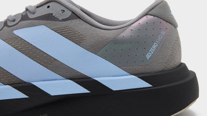 adidas Adizero Evo SL Grey Glow Blue Closeup