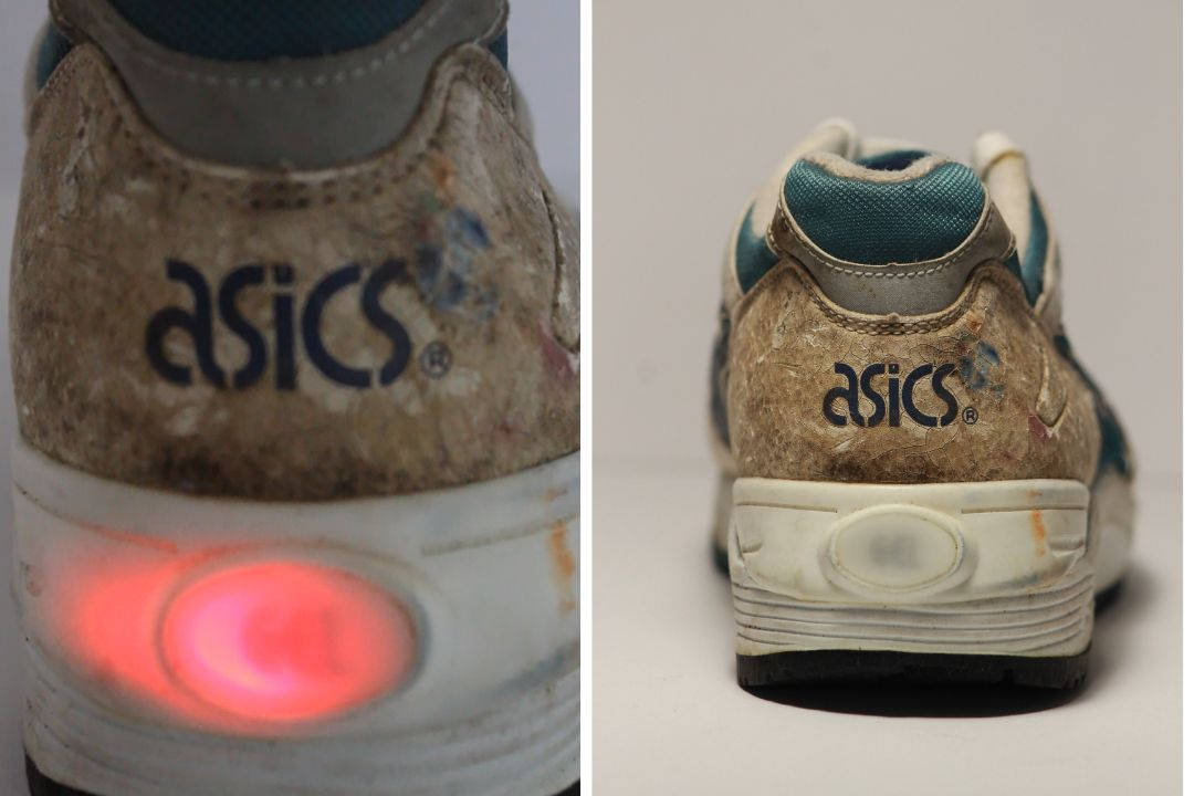 John Mott ASICS light up shoe sample shown working