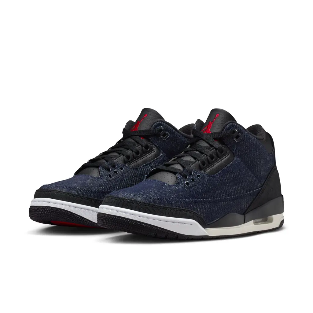 Levi Strauss and Co x Air Jordan 3 Retro Denim Black Sail front view hero image