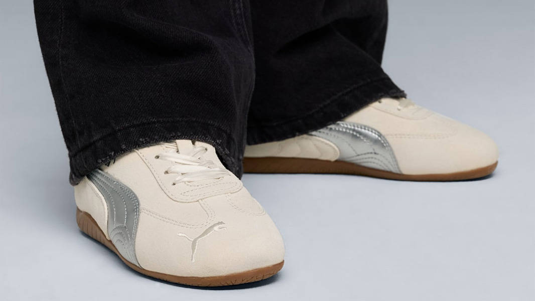 Puma Speedcat Metallic GS Alpine Snow Silver On Foot