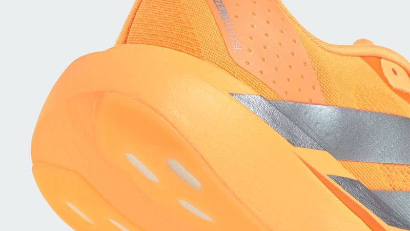 adidas Adizero EVO SL Flash Orange Iron Metallic Closeup
