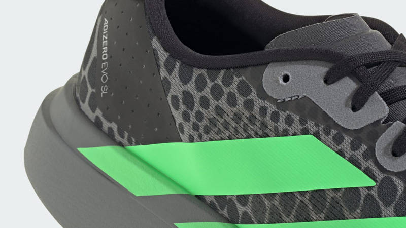 adidas Adizero EVO SL Grey Lime Burst Closeup