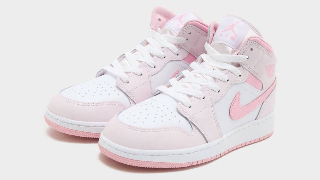 Air Jordan 1 Mid GS Pearl Pink White Front