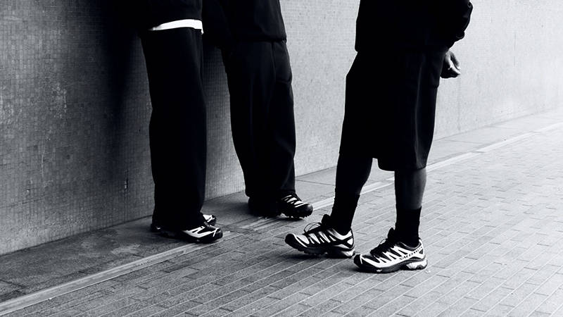 Footpatrol x Salomon XT-4 Black White black and white on foot