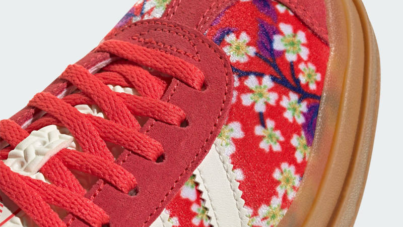 Liberty London x adidas Gazelle Bold GS Floral Red Closeup