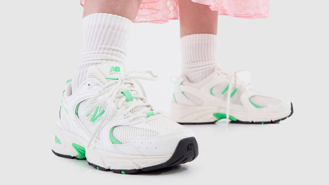 New Balance 530 Sea Salt Lime Leaf On Foot
